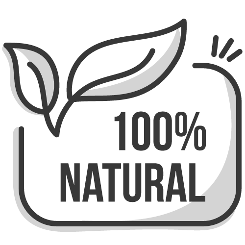 100% Natural with two leaves at the top